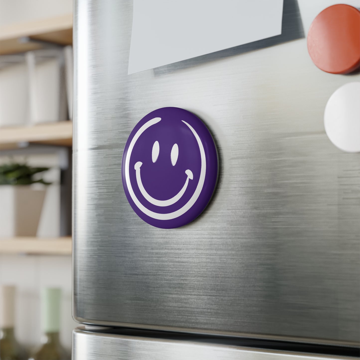 Purple Smiley Face Button Magnet