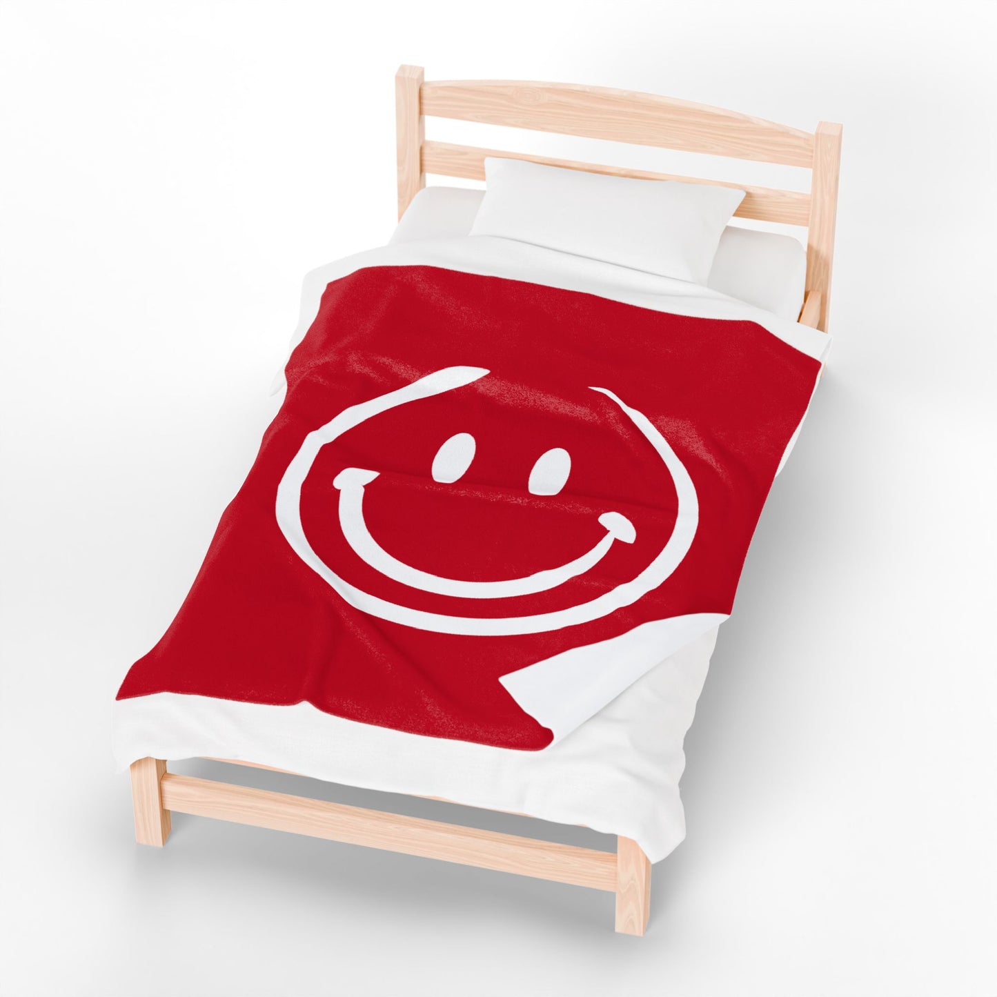 red with white smiley face Velveteen Plush Blanket