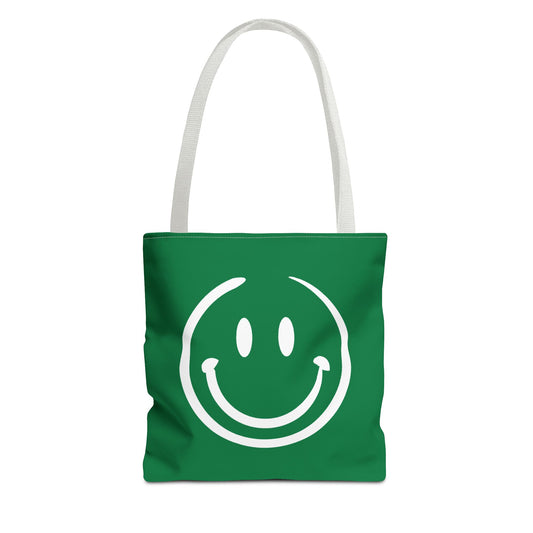 green with white smiley face Tote Bag