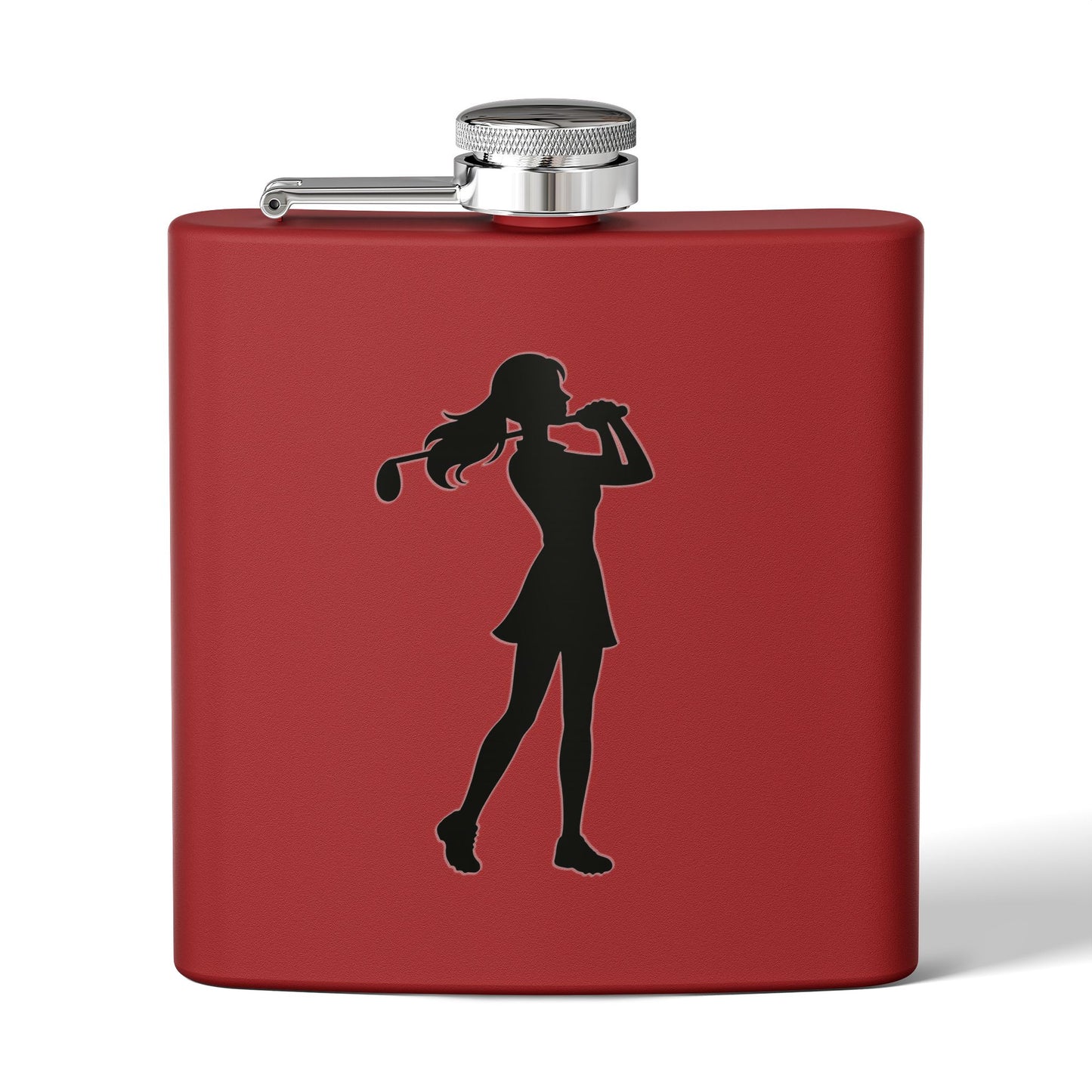 Golf Gal Silhoette Sleek Stainless Steel Flask