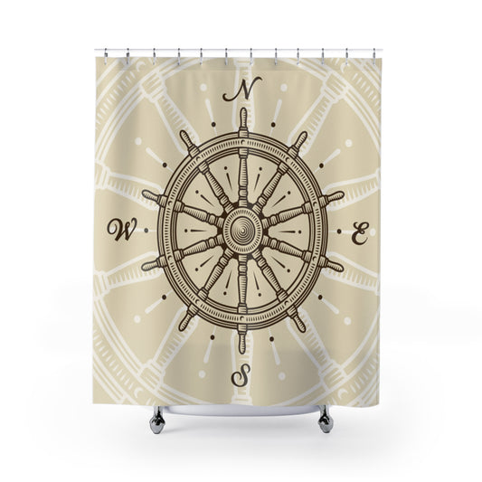 Captains wheel compass Shower Curtains