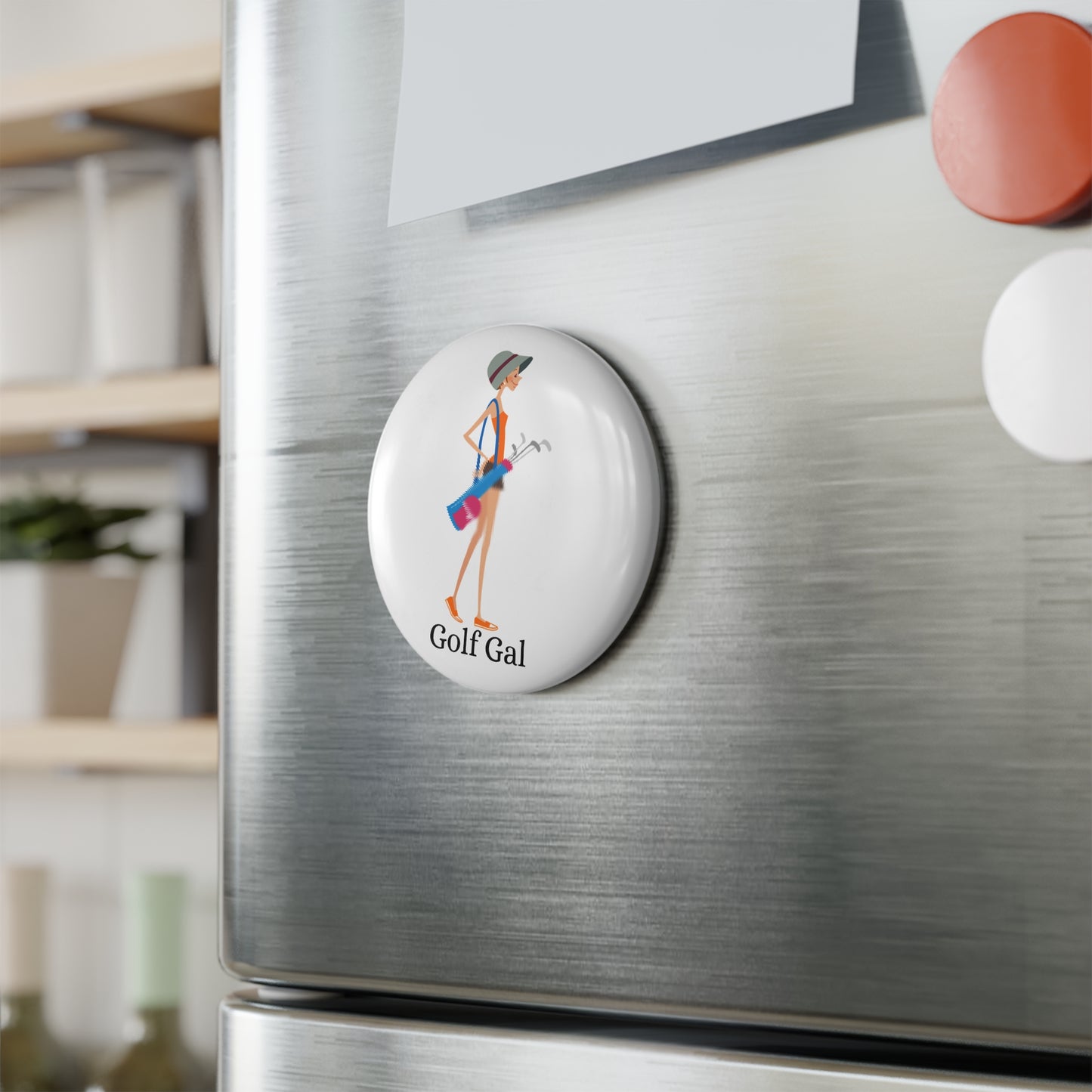 Golf Gal Button Magnet Poppy