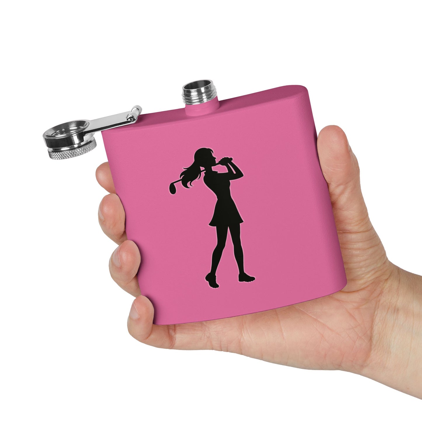 Golf Gal Silhoette Sleek Stainless Steel Flask