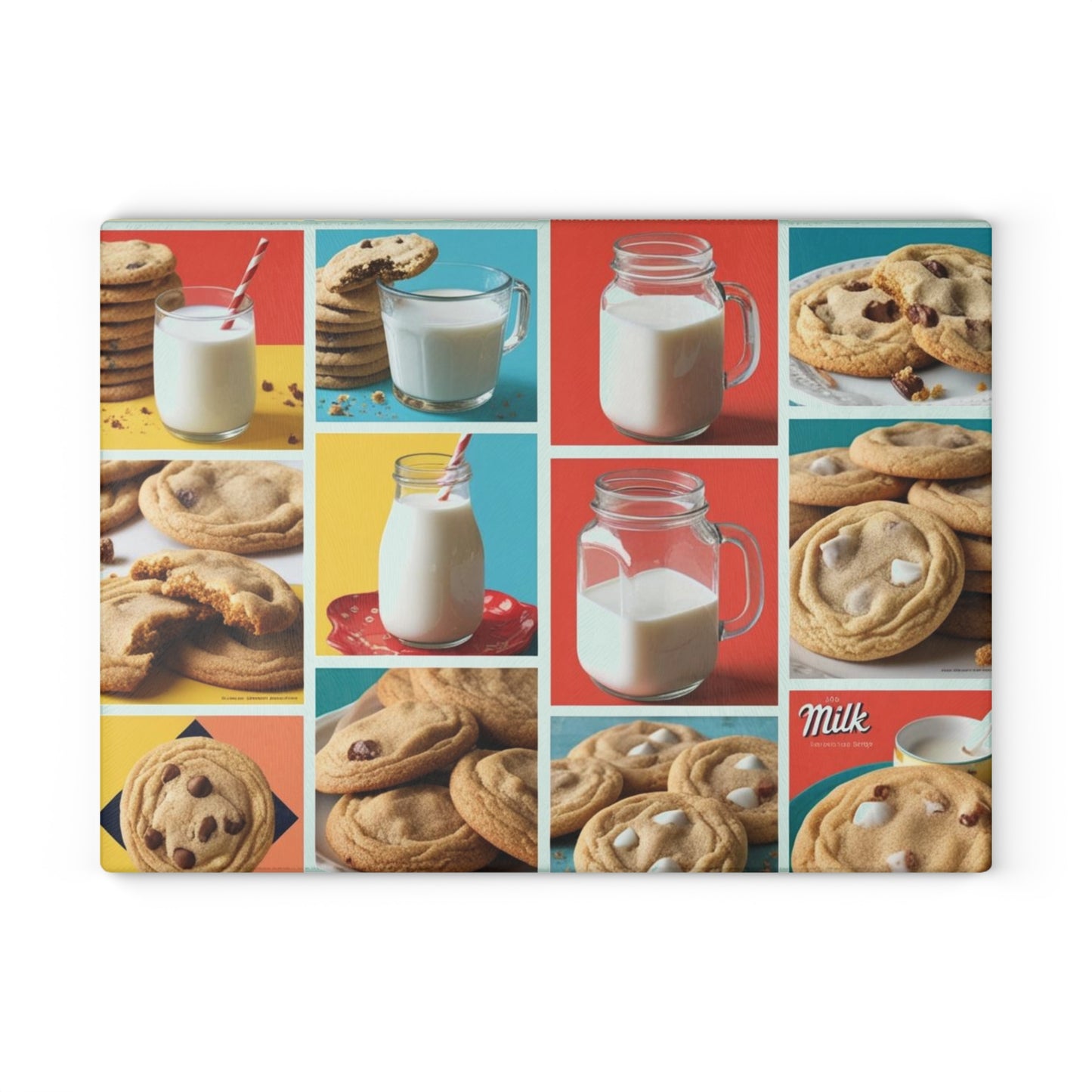 milk and cookies Glass Cutting Board
