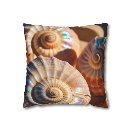 close up seashells Poly Canvas Pillow cover