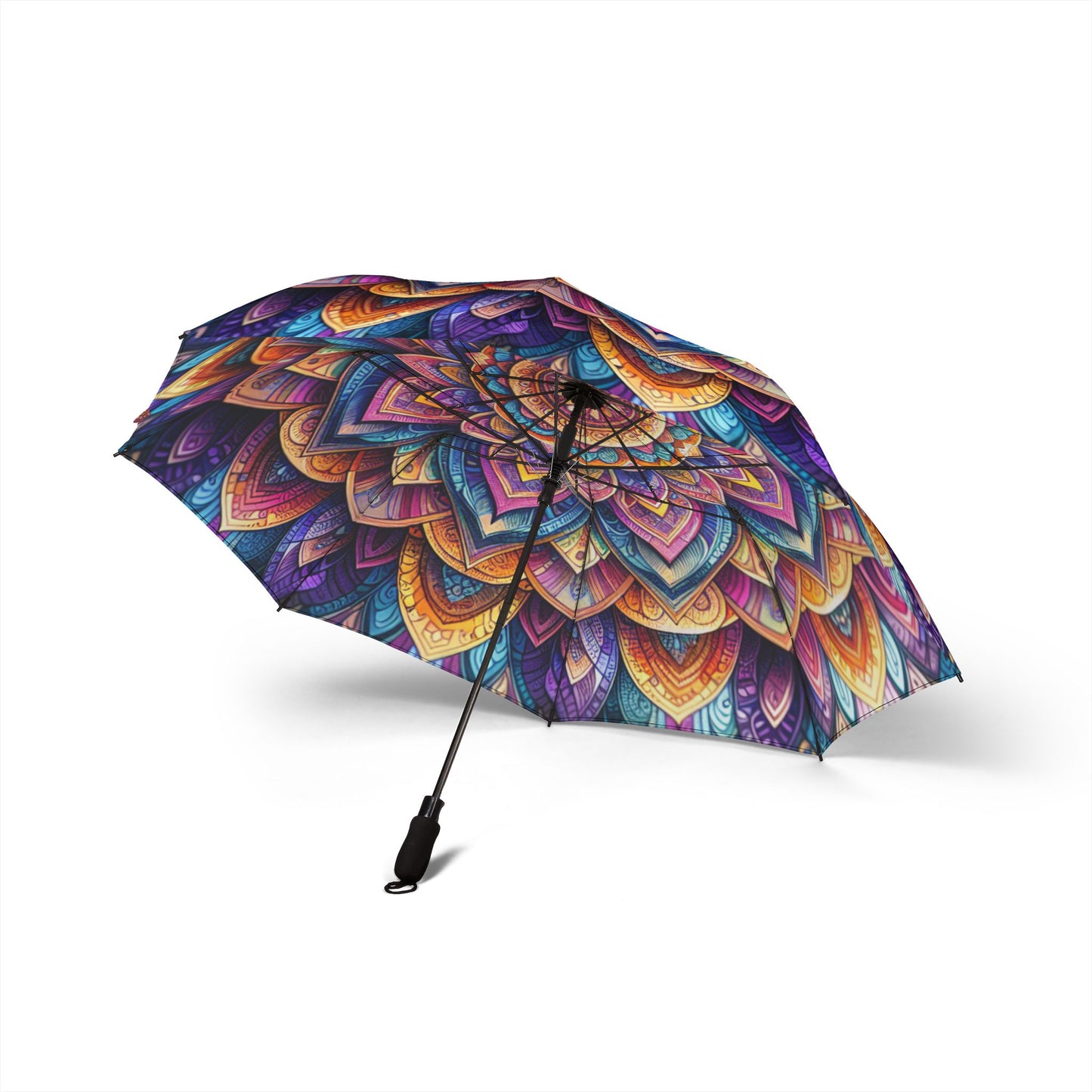 colorful Mandala Umbrella - Semi-Automatic Foldable Design