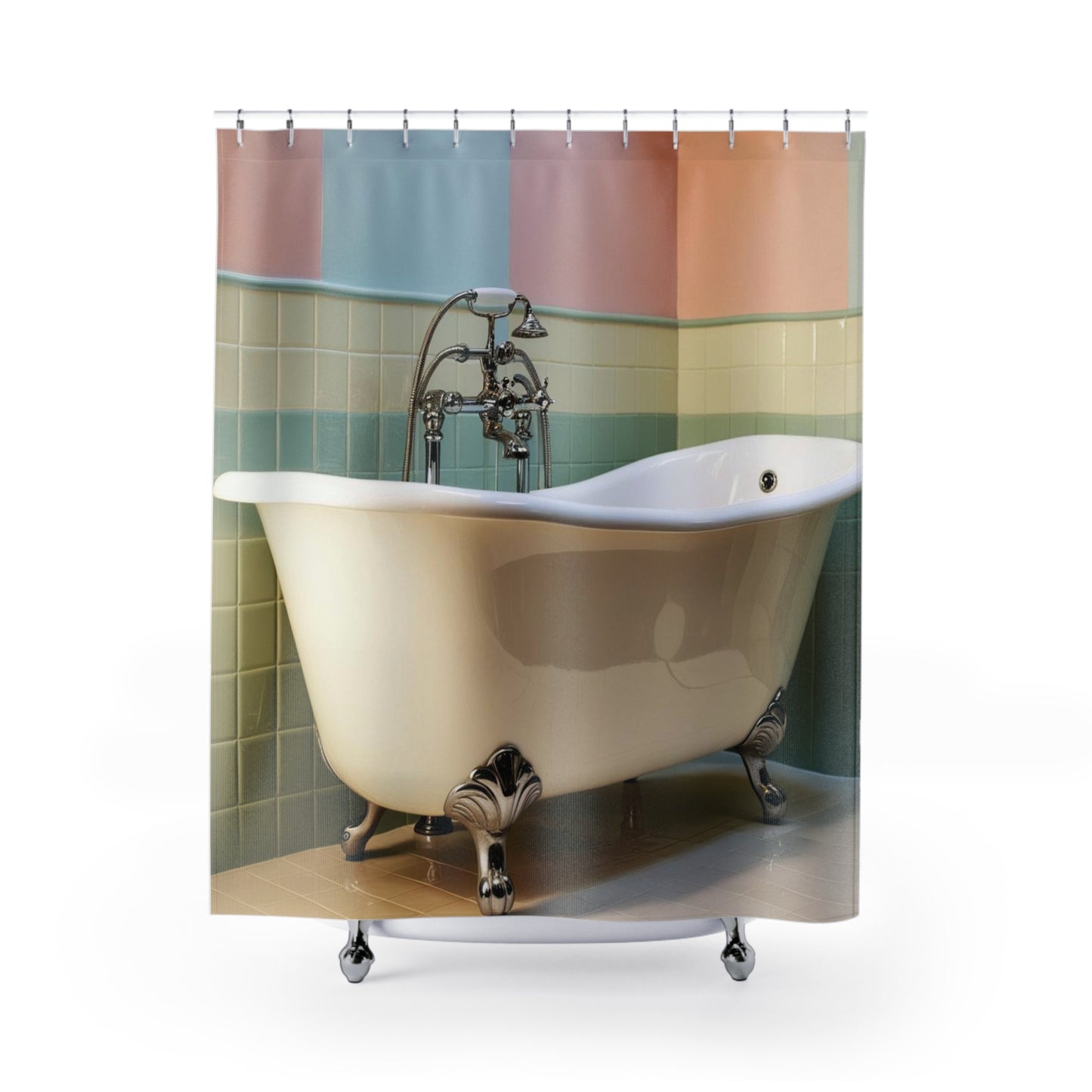 retro claw foot tub Shower Curtains