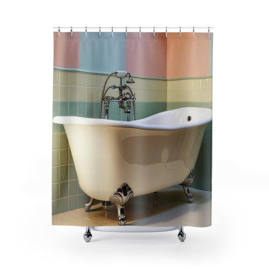 retro claw foot tub Shower Curtains