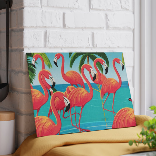 flamingos Glass Cutting Board