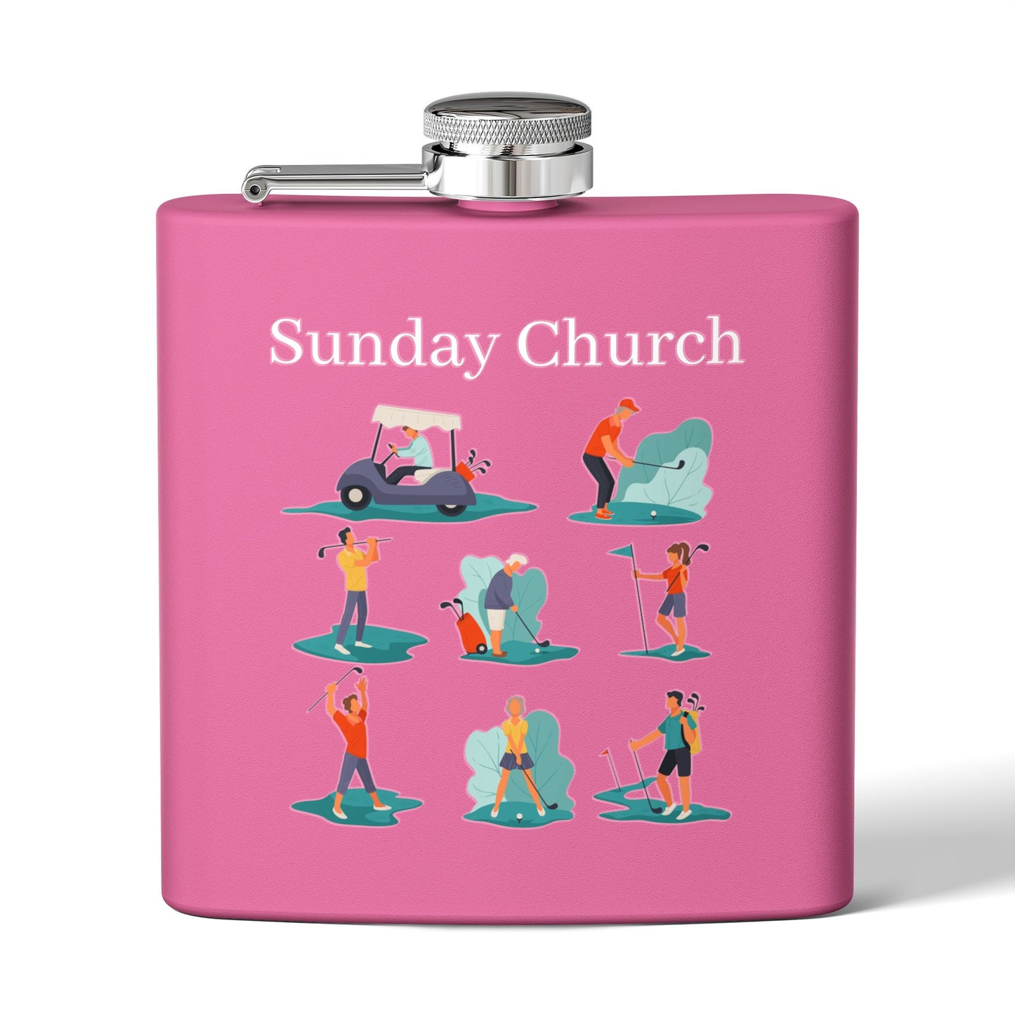 Sunday Church Golf Sleek Stainless Steel Flask