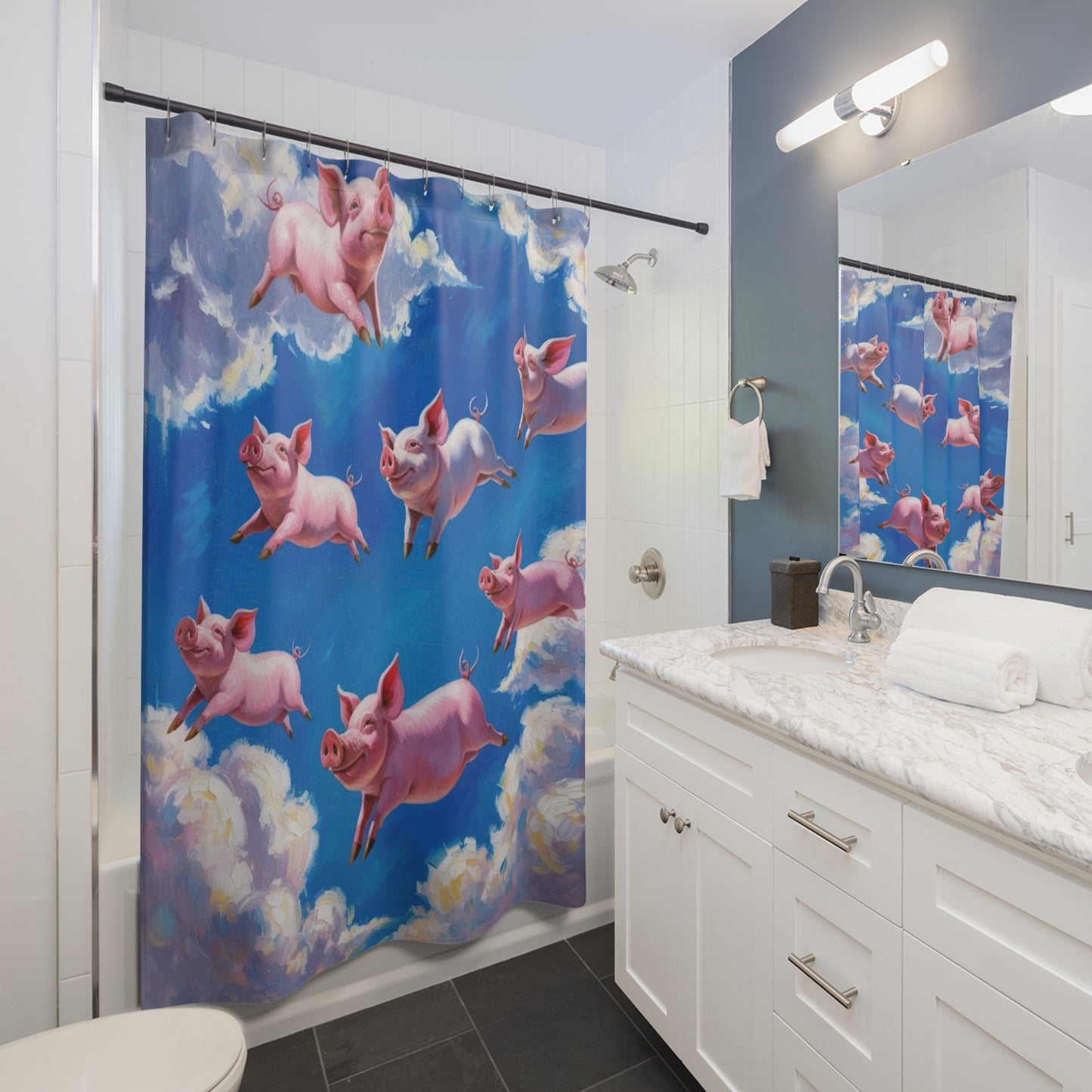 flying pigs Shower Curtains