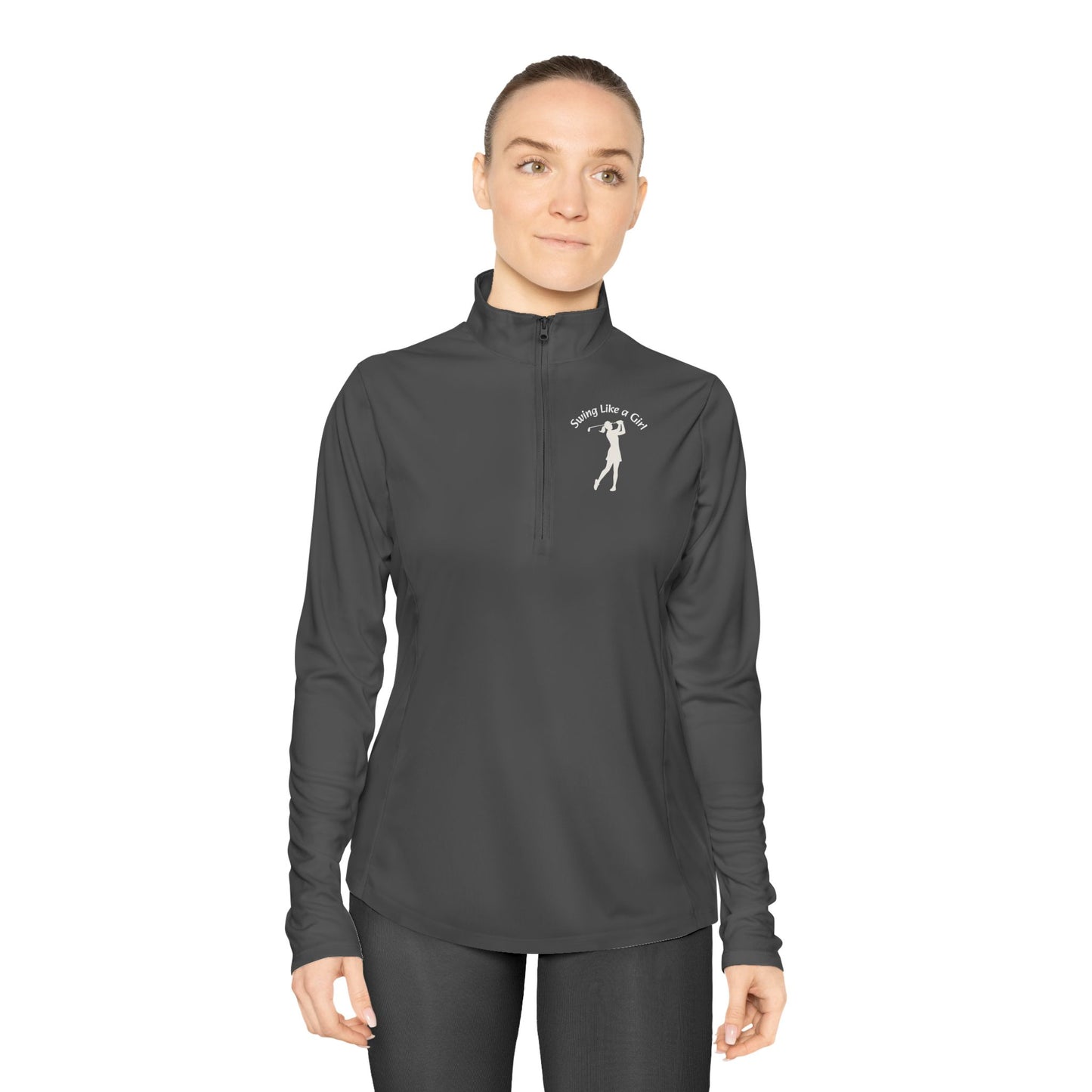 Swing Like A Girl Silhouette Ladies Quarter-Zip Pullover