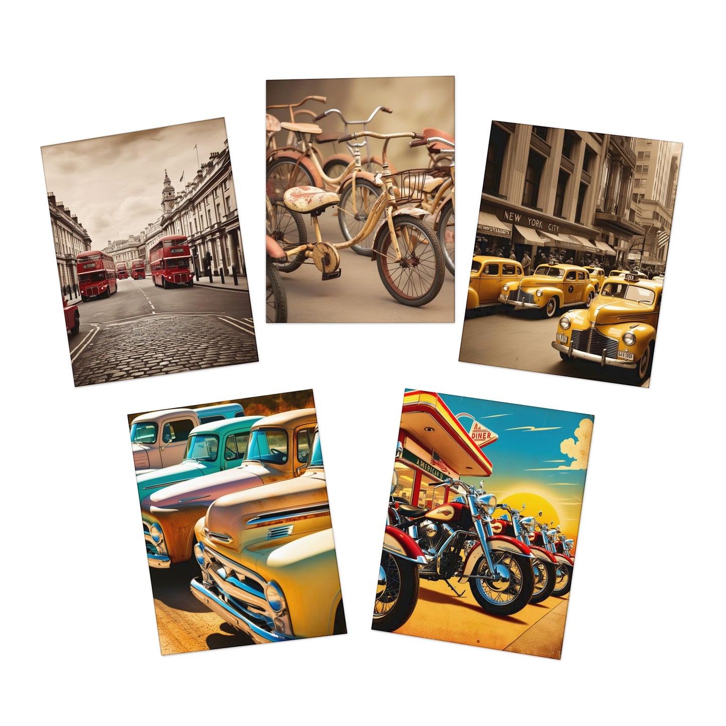retro transportation Greeting Cards (5-Pack)
