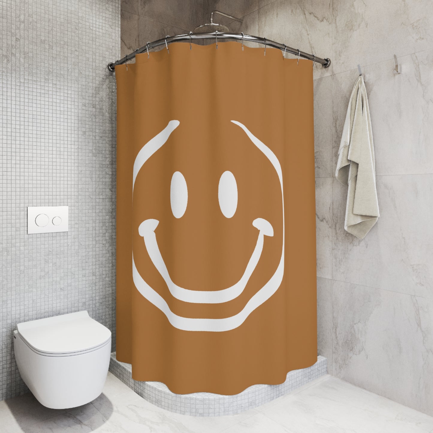 brown with white Shower Curtains