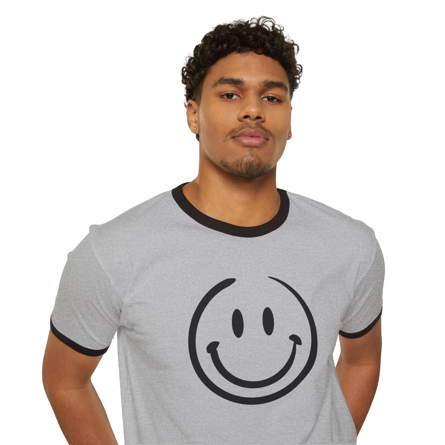 smiley face Unisex Cotton Ringer T-Shirt