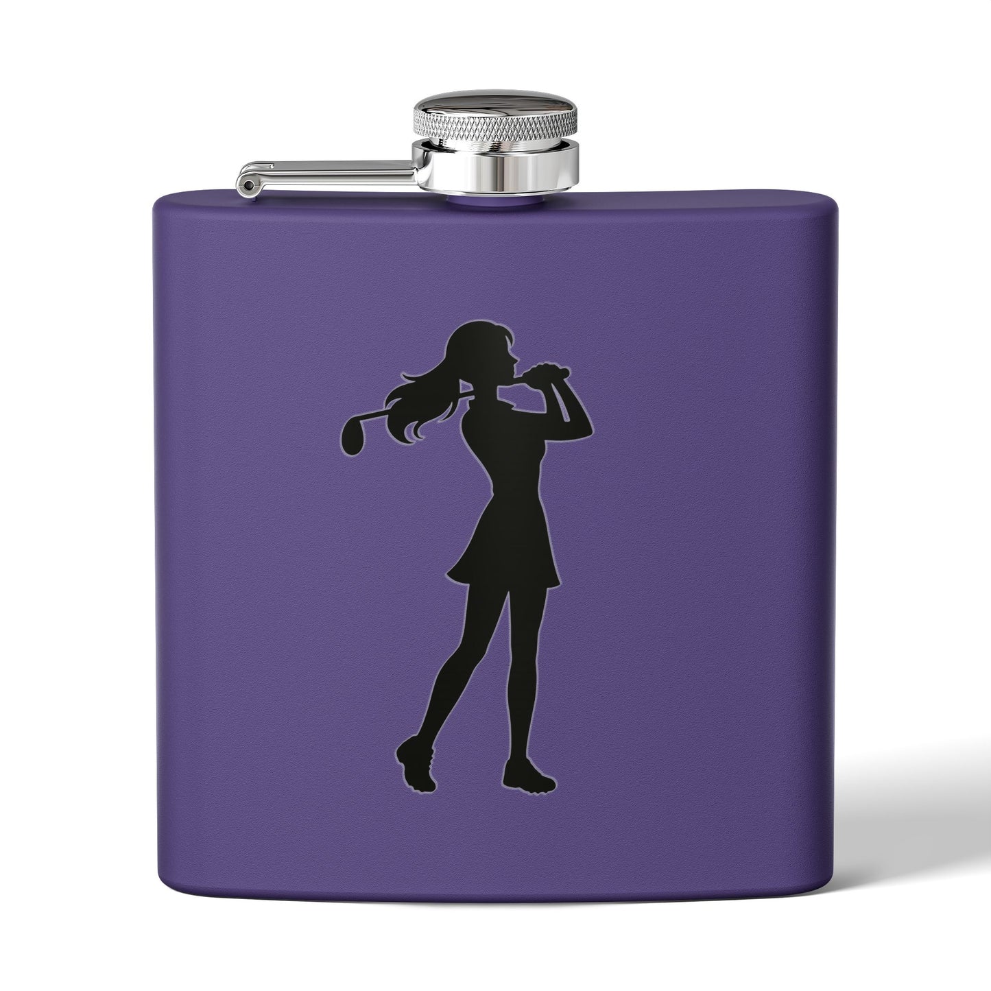 Golf Gal Silhoette Sleek Stainless Steel Flask