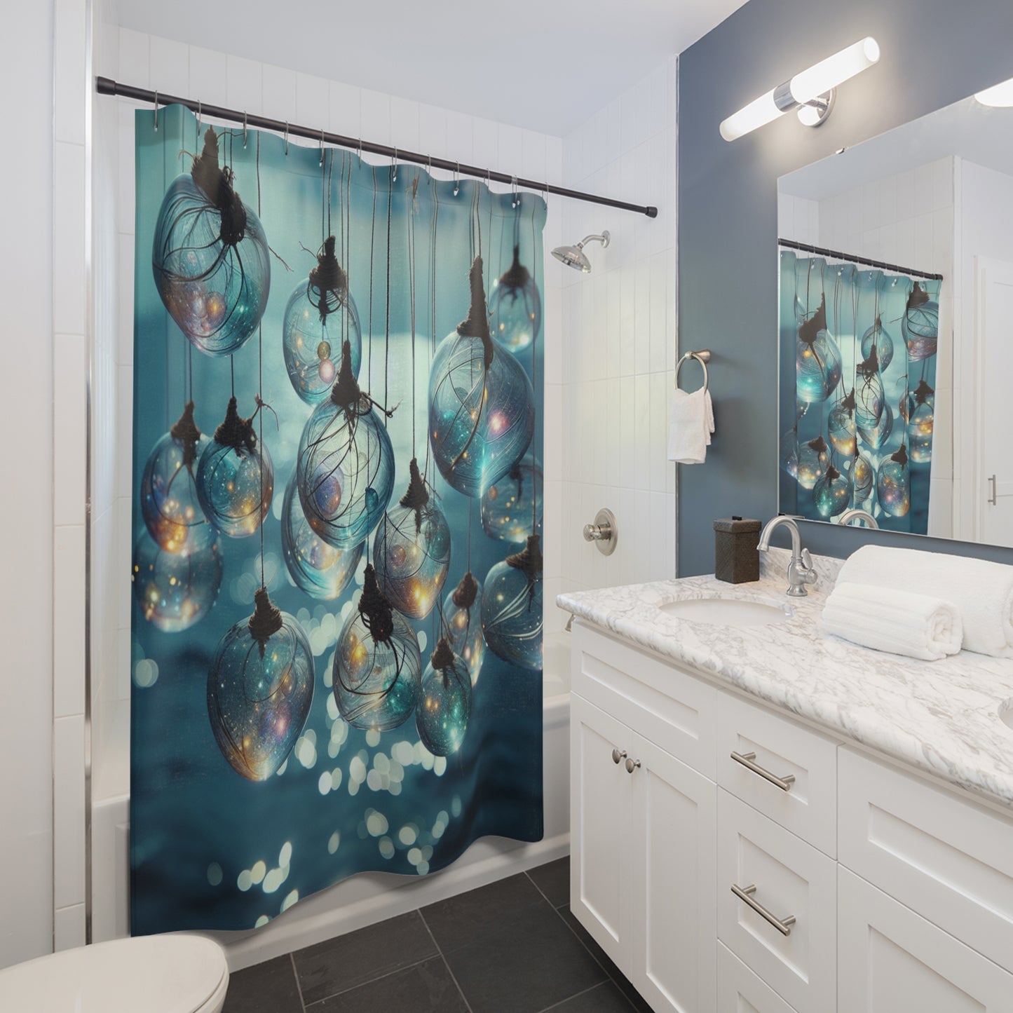 glass floats Shower Curtains