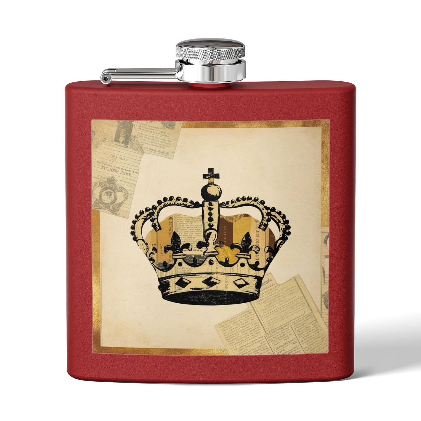 Vintage Crown Sleek Stainless Steel Flask