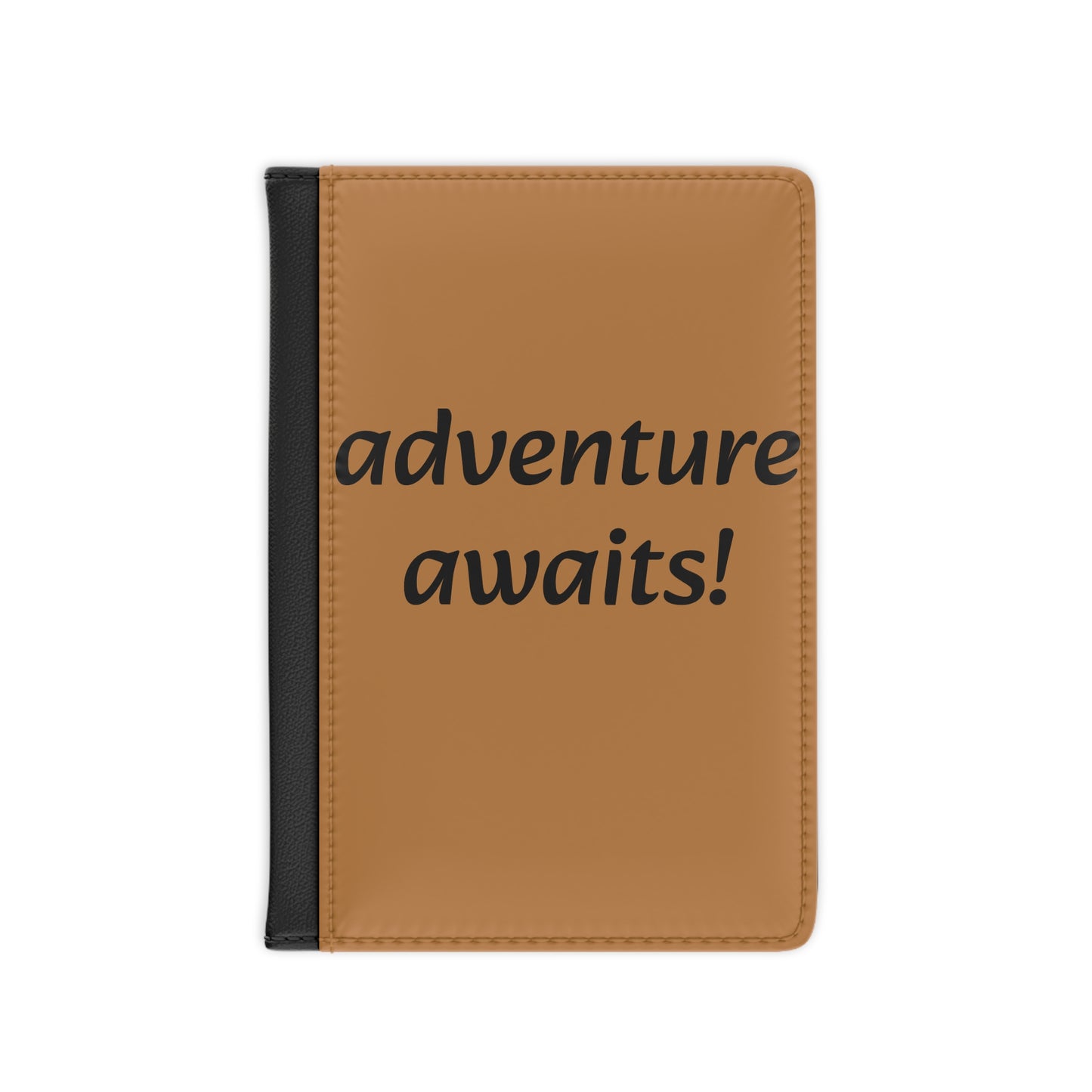 brown with black adventure awaits Passport Cover