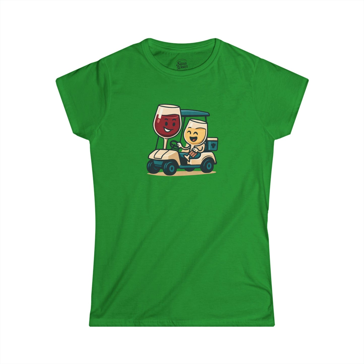 Wine and Golf Cart Women's Softstyle Tee Ruby