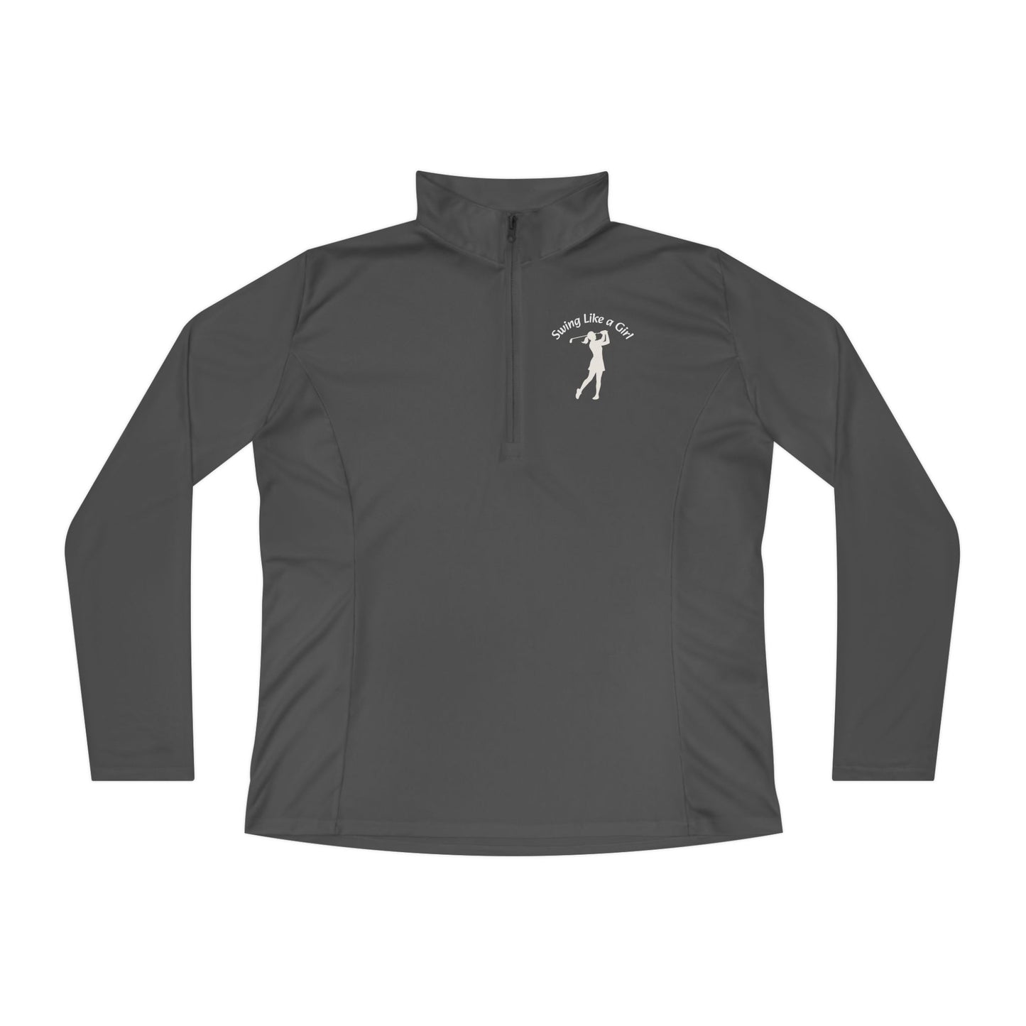 Swing Like A Girl Silhouette Ladies Quarter-Zip Pullover