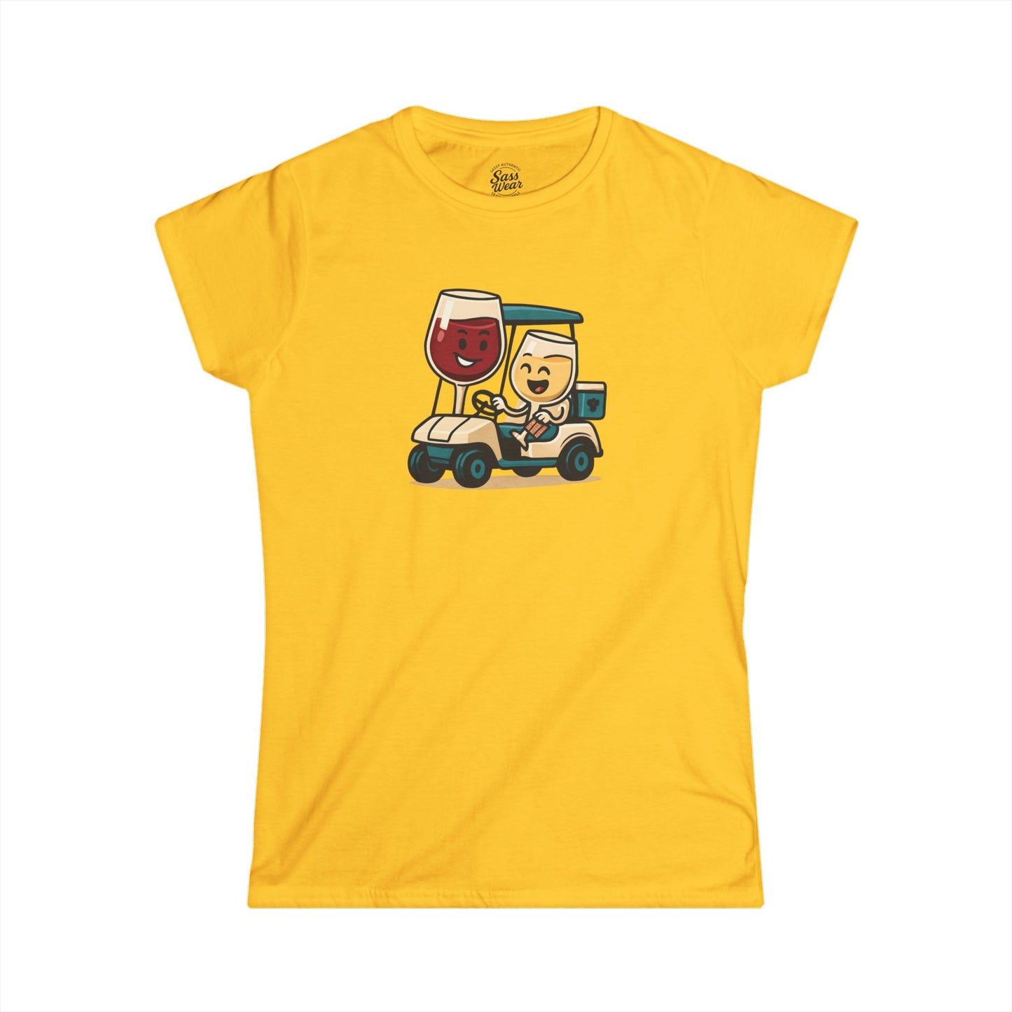 Wine and Golf Cart Women's Softstyle Tee Ruby