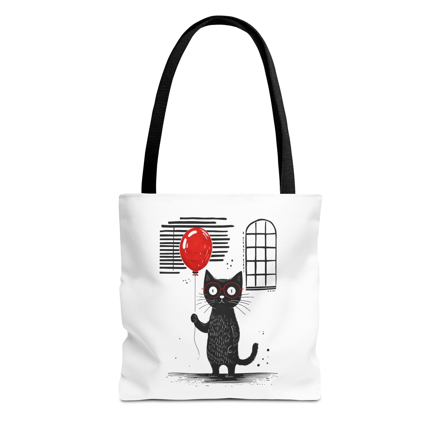 Cat with red balloon Tote Bag