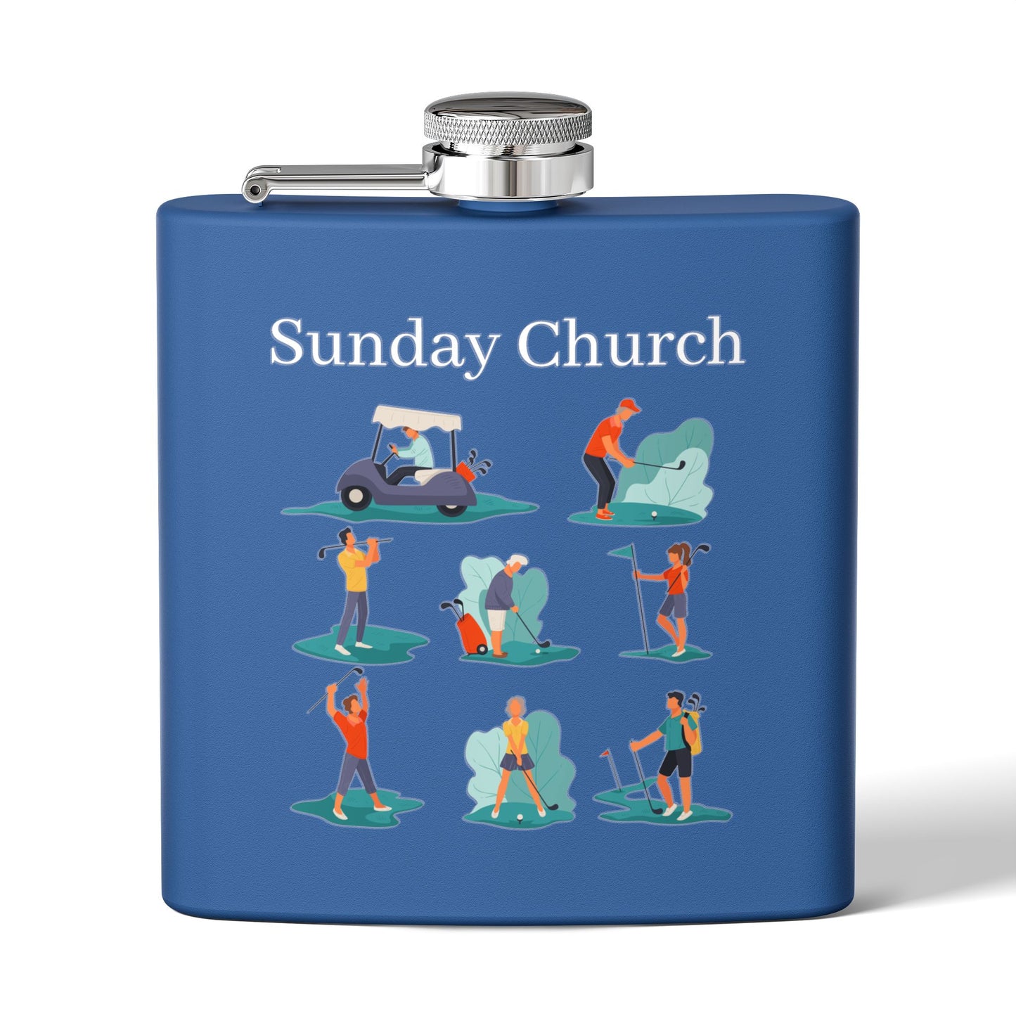Sunday Church Golf Sleek Stainless Steel Flask
