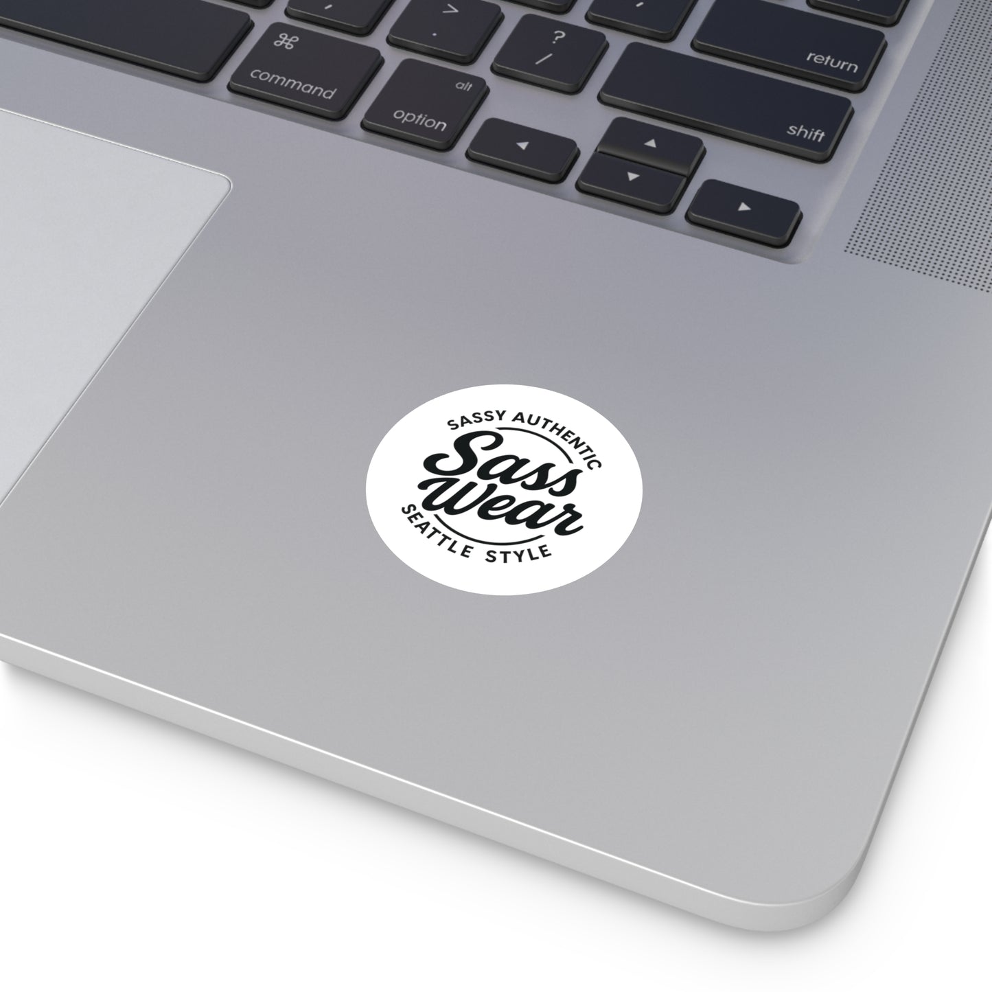 white Hot pink Sass Wear Round Sticker