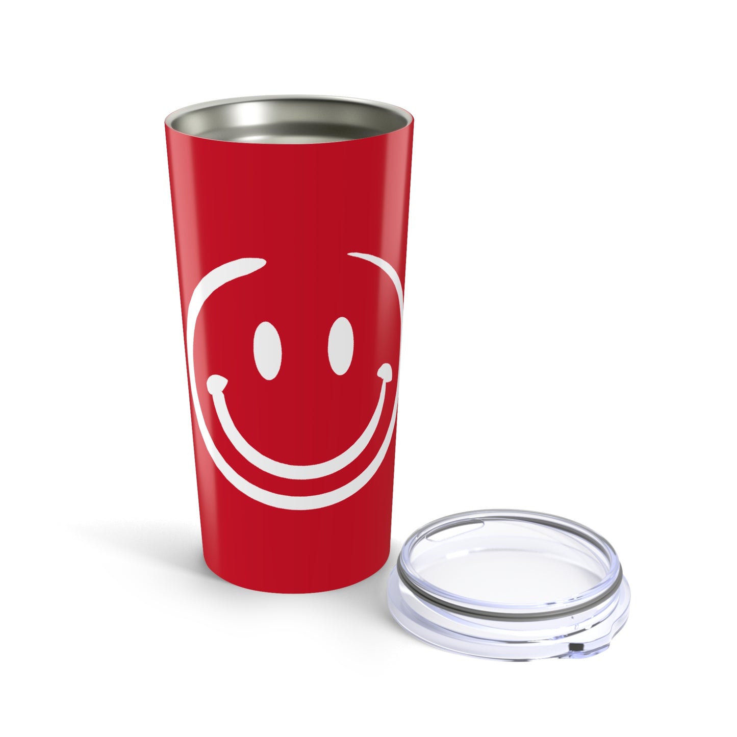 red with white smiley face Tumbler 20oz