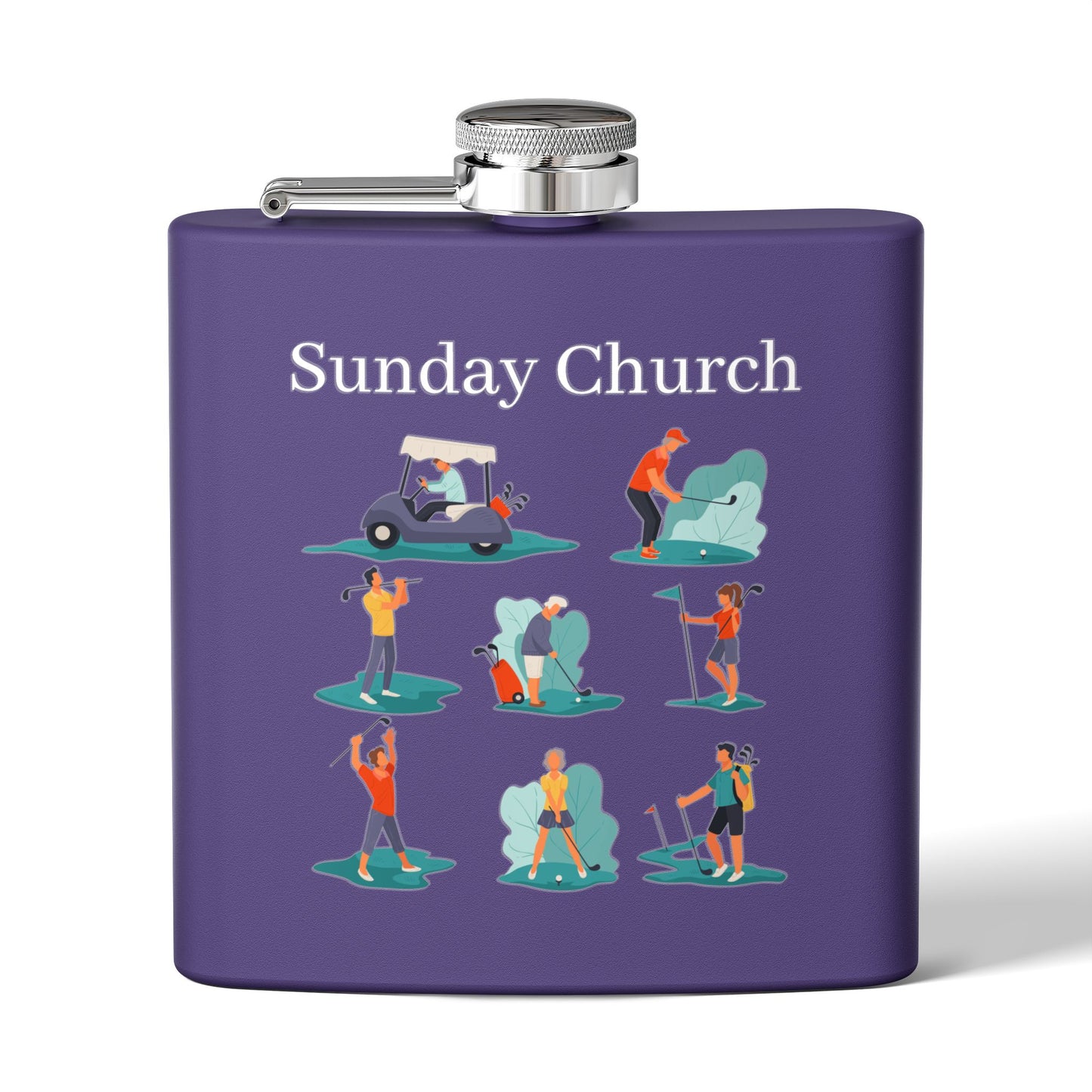 Sunday Church Golf Sleek Stainless Steel Flask