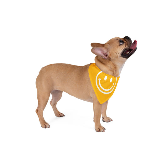yellow with white smiley face Pet Bandana