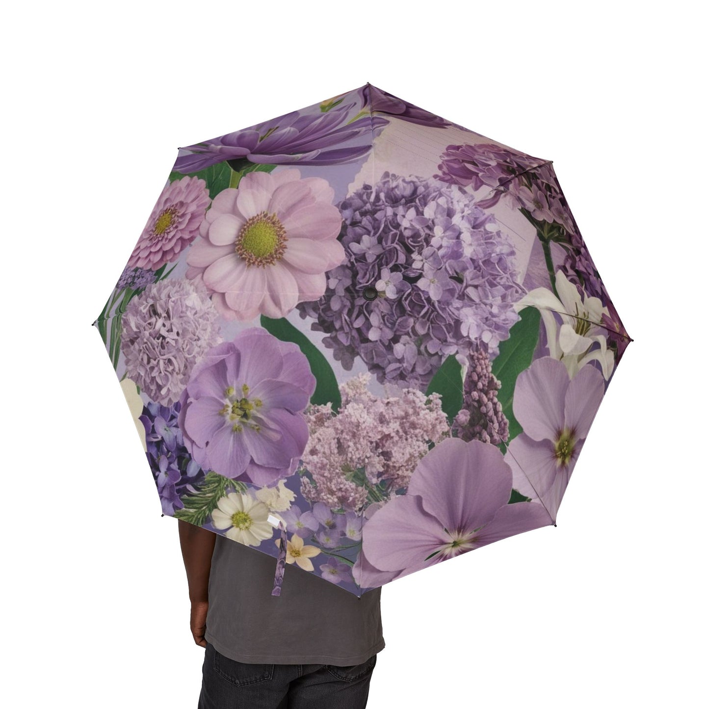 lilac flowers Umbrella - Semi-Automatic Foldable Design