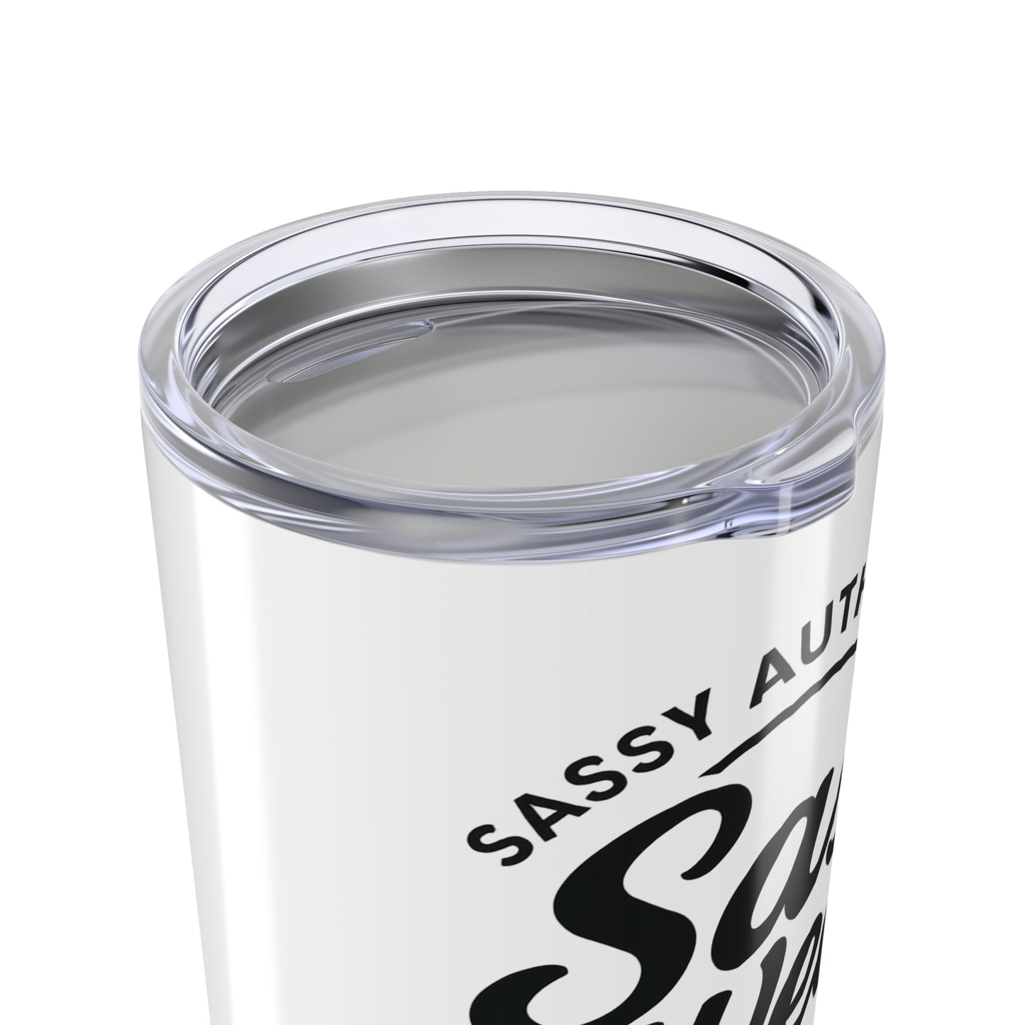 white Sass Wear Tumbler 20oz