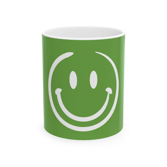 green smiley face Ceramic Coffee Mug