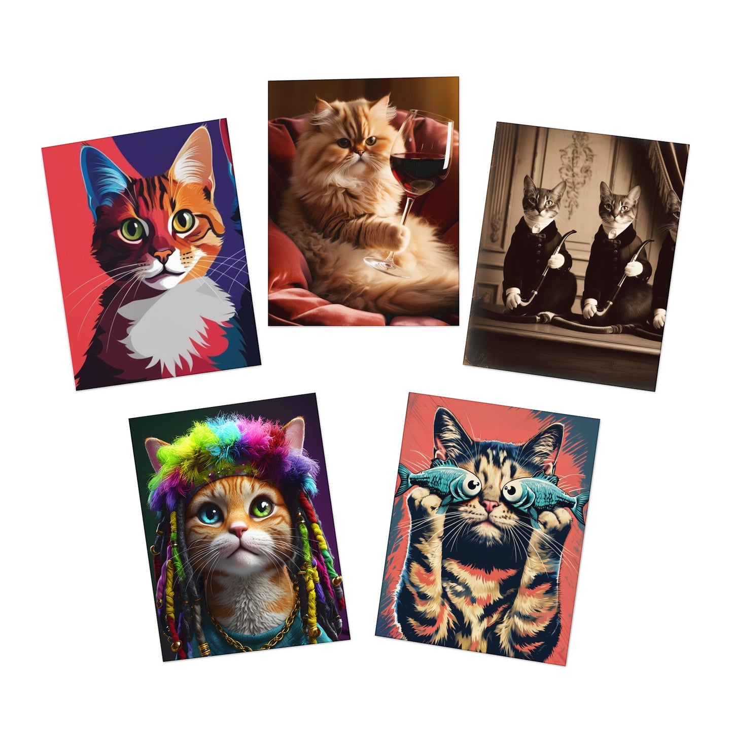 cats Greeting Cards (5-Pack)