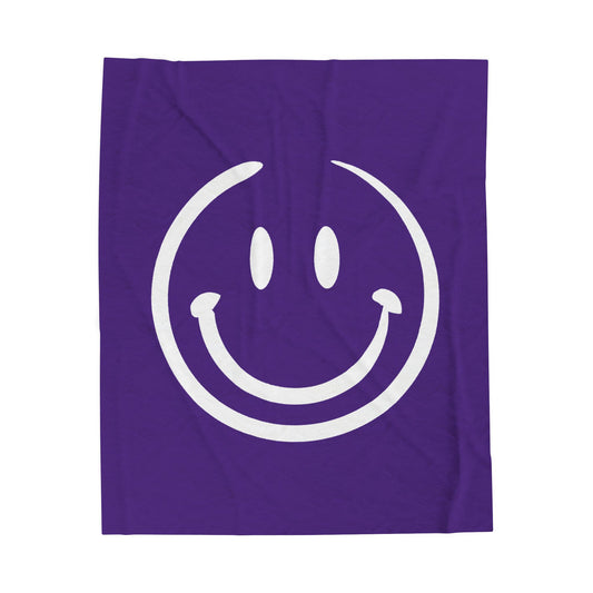 purple with white smiley face Velveteen Plush Blanket