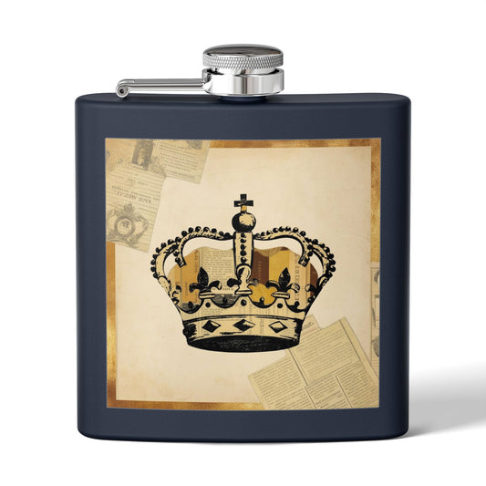 Vintage Crown Sleek Stainless Steel Flask