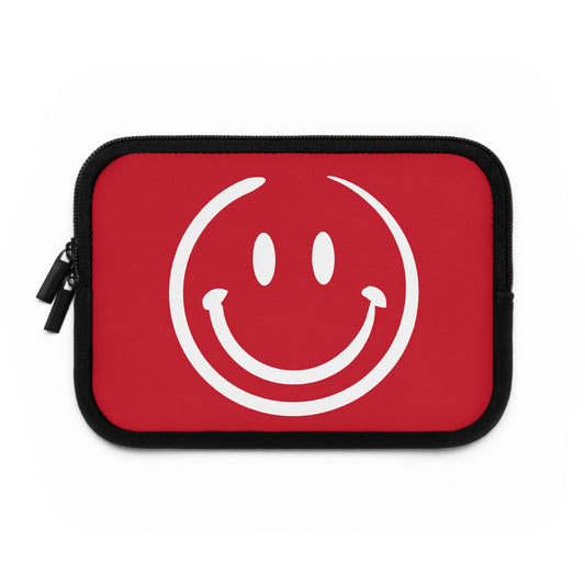 red with white smiley face Laptop Sleeve