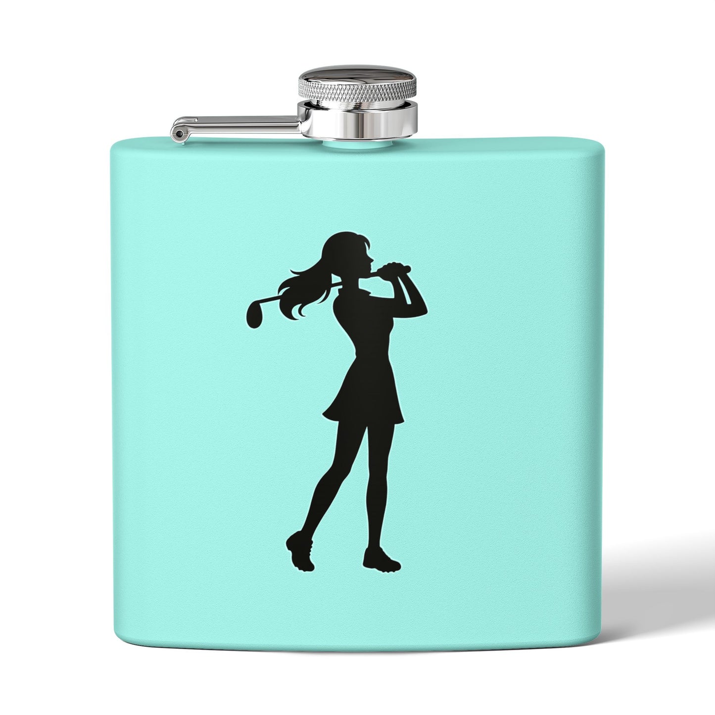 Golf Gal Silhoette Sleek Stainless Steel Flask