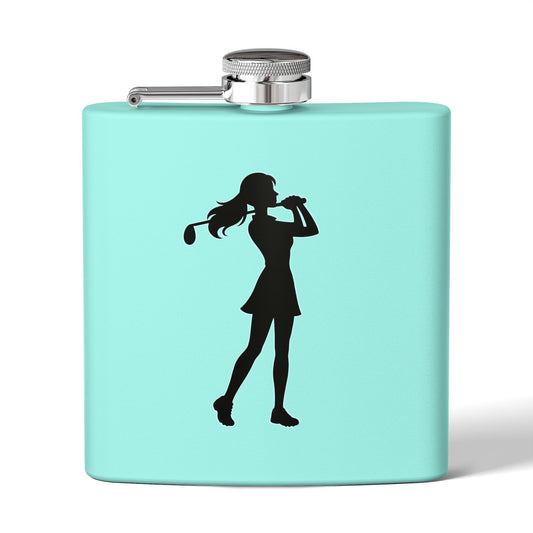 Golf Gal Silhoette Sleek Stainless Steel Flask