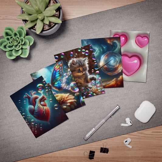 bubbles and hearts Greeting Cards (5-Pack)