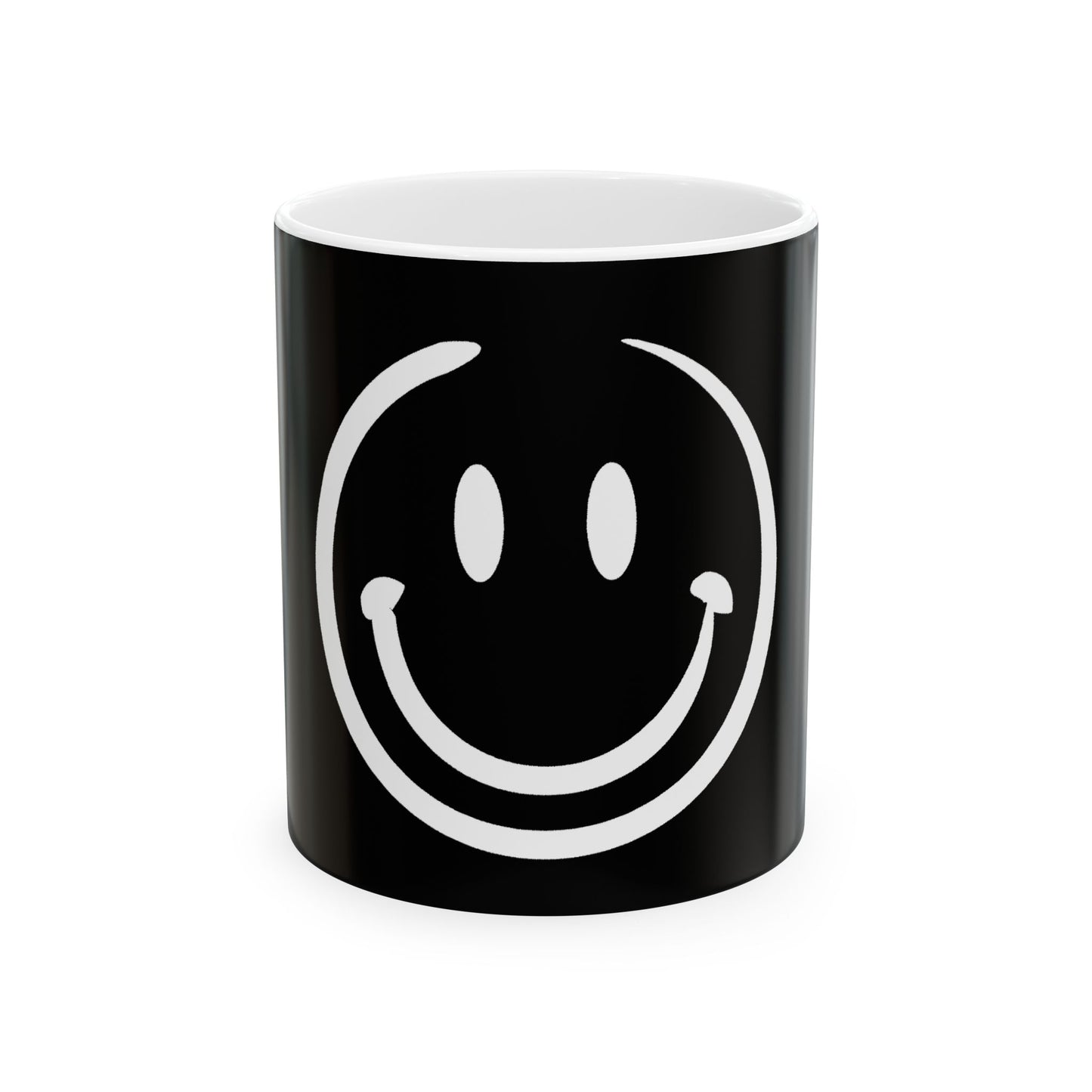 black smiley face Ceramic Coffee Mug