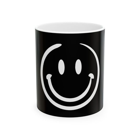 black smiley face Ceramic Coffee Mug