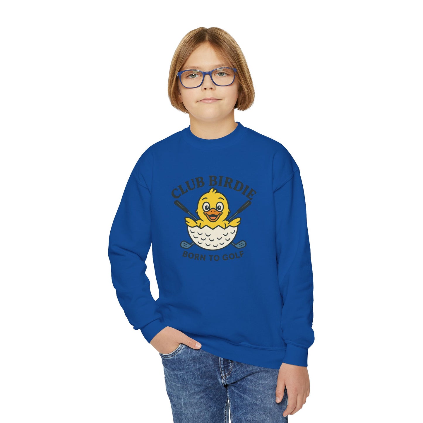 Club Birdie Golf Ball Born to Golf Youth Crewneck Sweatshirt