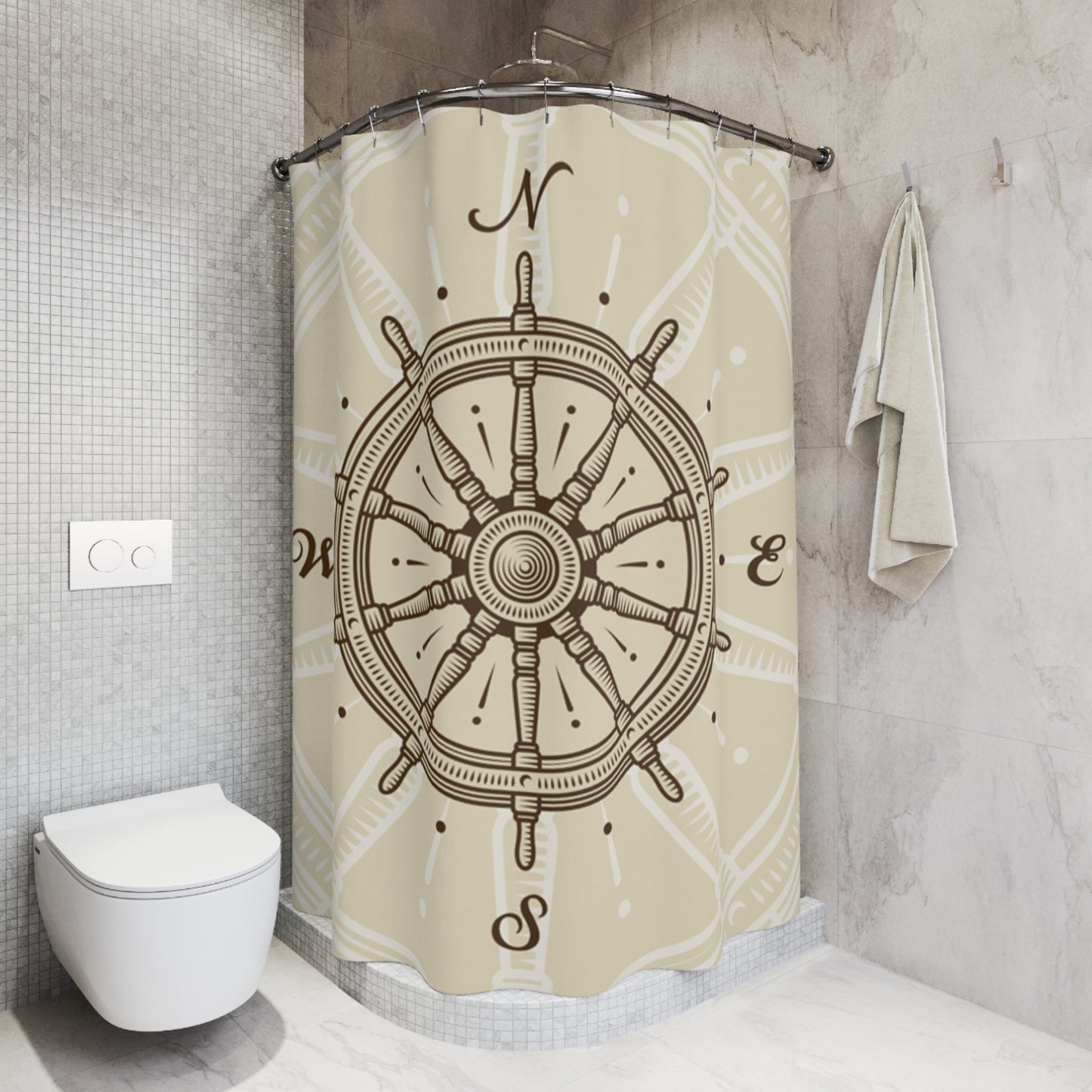 Captains wheel compass Shower Curtains