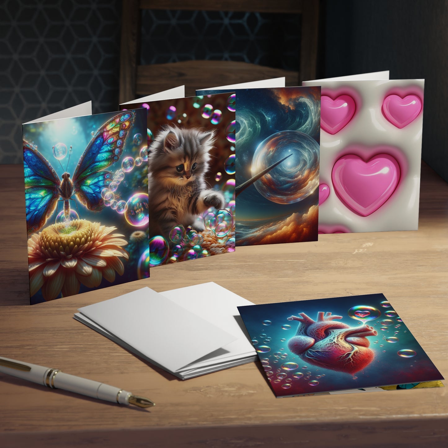 bubbles and hearts Greeting Cards (5-Pack)