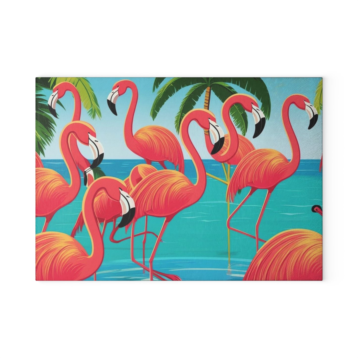 flamingos Glass Cutting Board