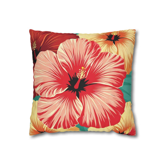 Vintage Hawaiian Square Poly Canvas Pillow cover