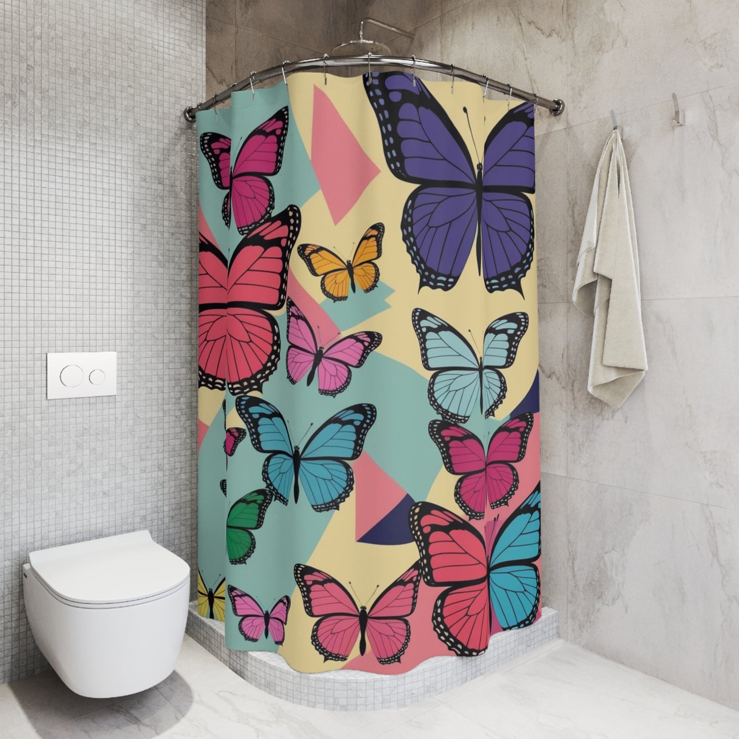 retro butterflies  Shower Curtains